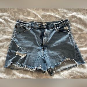 Distressed Denim Blue Women Shorts